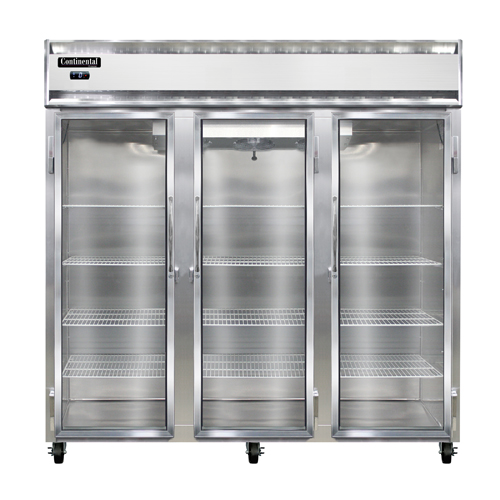 Continental: 3F-GD, 3-Section Display Freezer with Hinged Glass Door