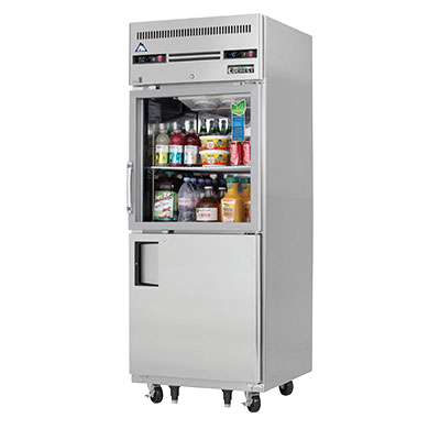 Everest: EGSDH2 – One-Section Glass & Solid Half-Door Top Mounted Reach-In Dual Temp Refrigerator/Freezer Combo