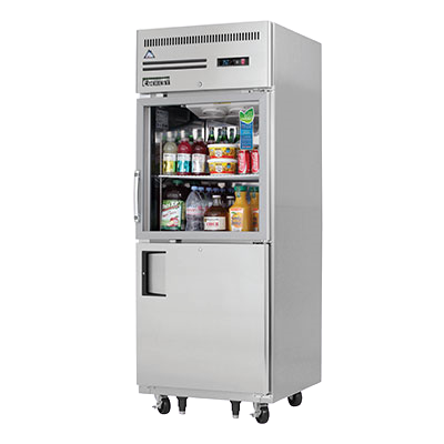 Everest: EGSH2 – One-Section Glass & Solid Half-Door Top Mounted Reach-In Refrigerator