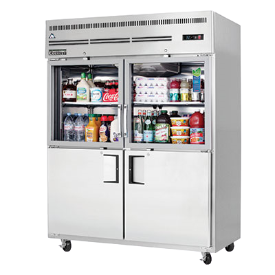 Everest: EGSWH4 – Two-Section Glass & Solid Half-Door Top Mounted Reach-In Refrigerator