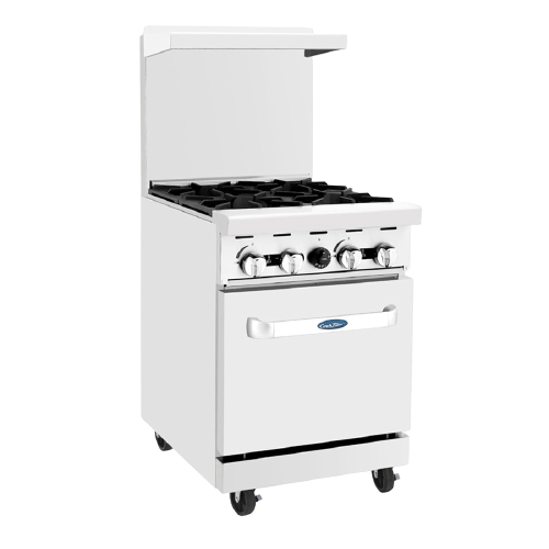Atosa: AGR-4B – 24” Gas Range. 4-Open Burners with One 20” Wide Oven