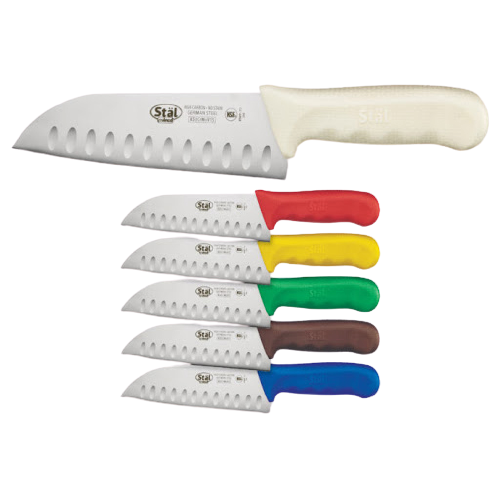 Winco: ST?L Stamped Color Handle Santoku Knife