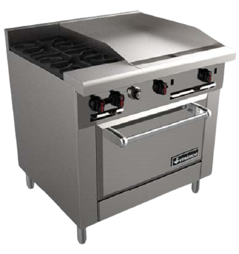 Venancio: 2 Burners 24″ Manual Griddle Restaurant Range With Standard Oven