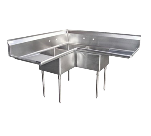 Blue Air: 3-Compartment (18″ Tubs) With Two Drainboard Corner Sink